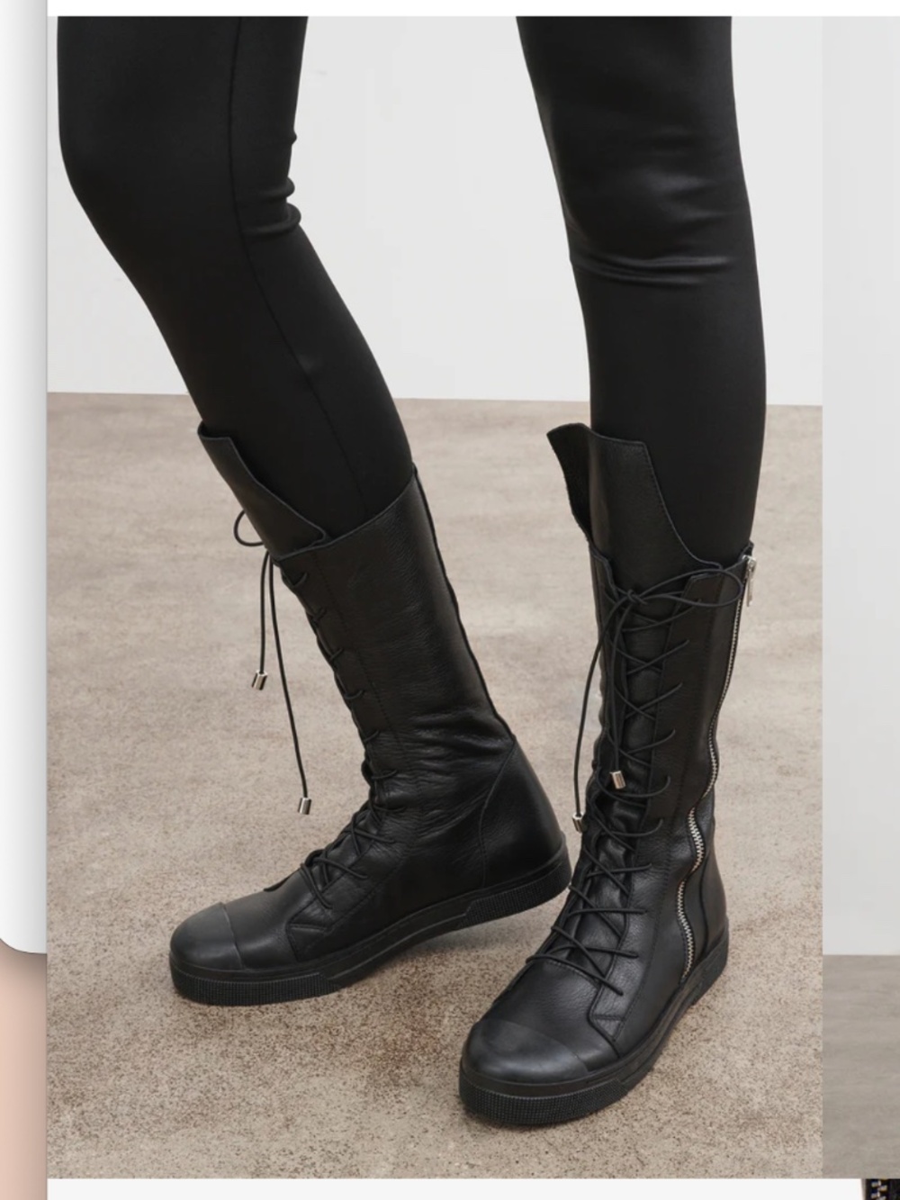 Black Lace-Up Combat Moto Boots - Women's